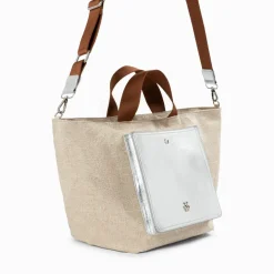 Cabas Iris Beige A Pochette Argent