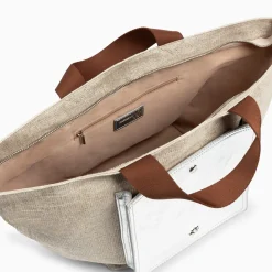 Cabas Iris Beige A Pochette Argent