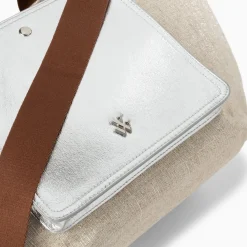 Cabas Iris Beige A Pochette Argent