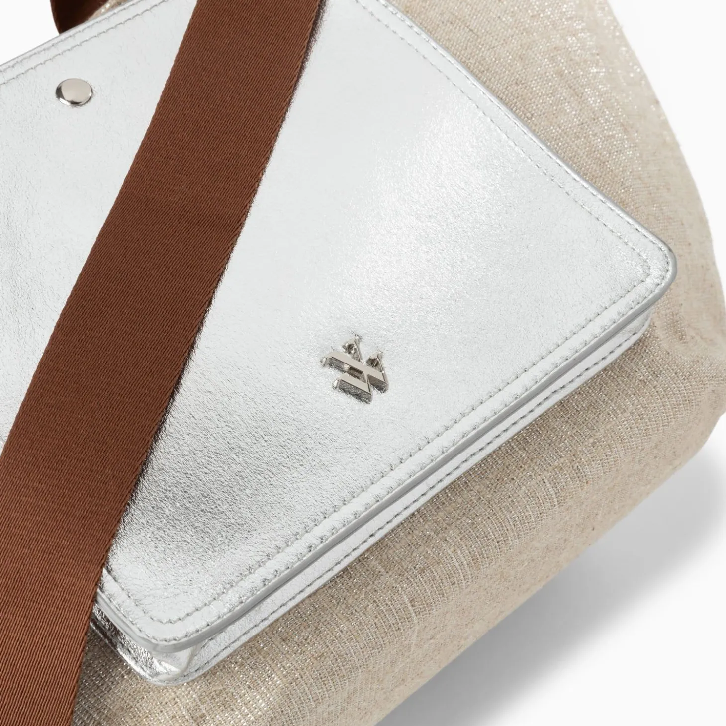 Cabas Iris Beige A Pochette Argent