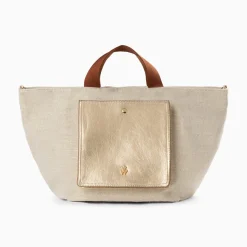 Cabas Iris Beige A Pochette Or