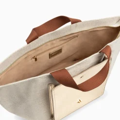 Cabas Iris Beige A Pochette Or