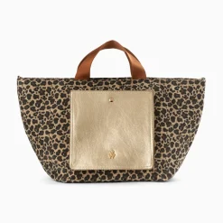 Cabas Iris Leopard A Pochette Or