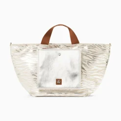 Cabas Roxanna Argent Imprime Zebre A Pochette