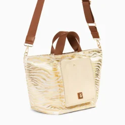 Cabas Roxanna Or Imprime Zebre A Pochette