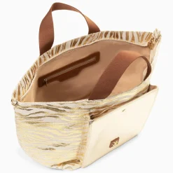 Cabas Roxanna Or Imprime Zebre A Pochette