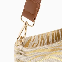 Cabas Roxanna Or Imprime Zebre A Pochette