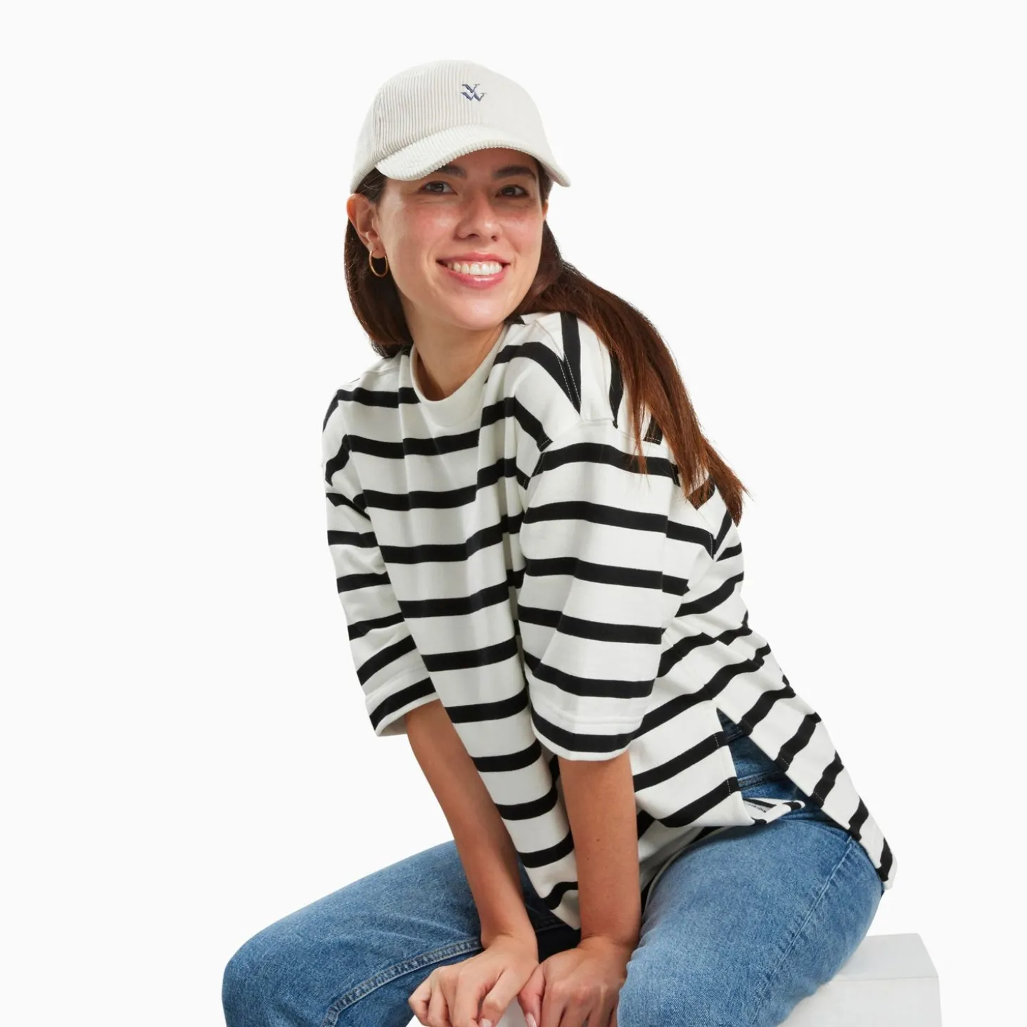 Casquette Jess Ivoire En Velours Cotele
