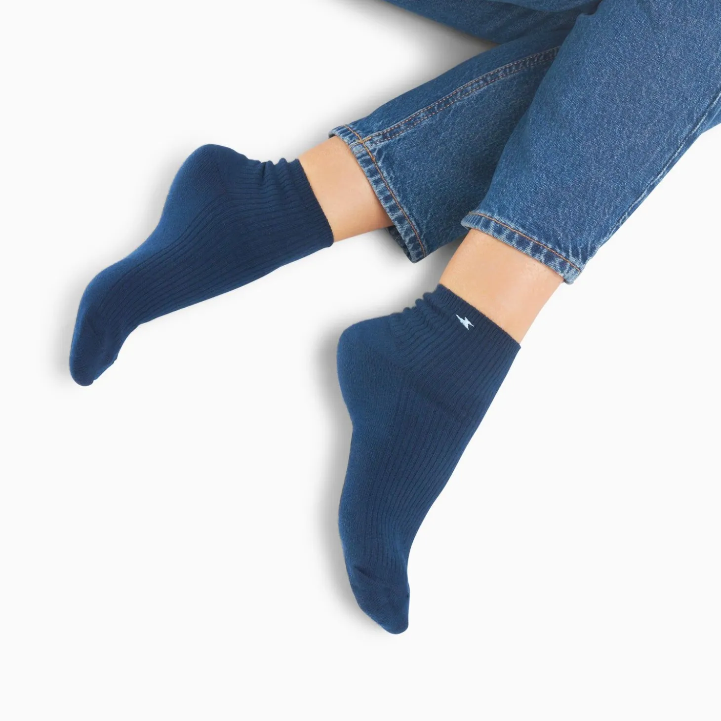 Chaussettes Courtes Amy Bleu Marine Cotelees