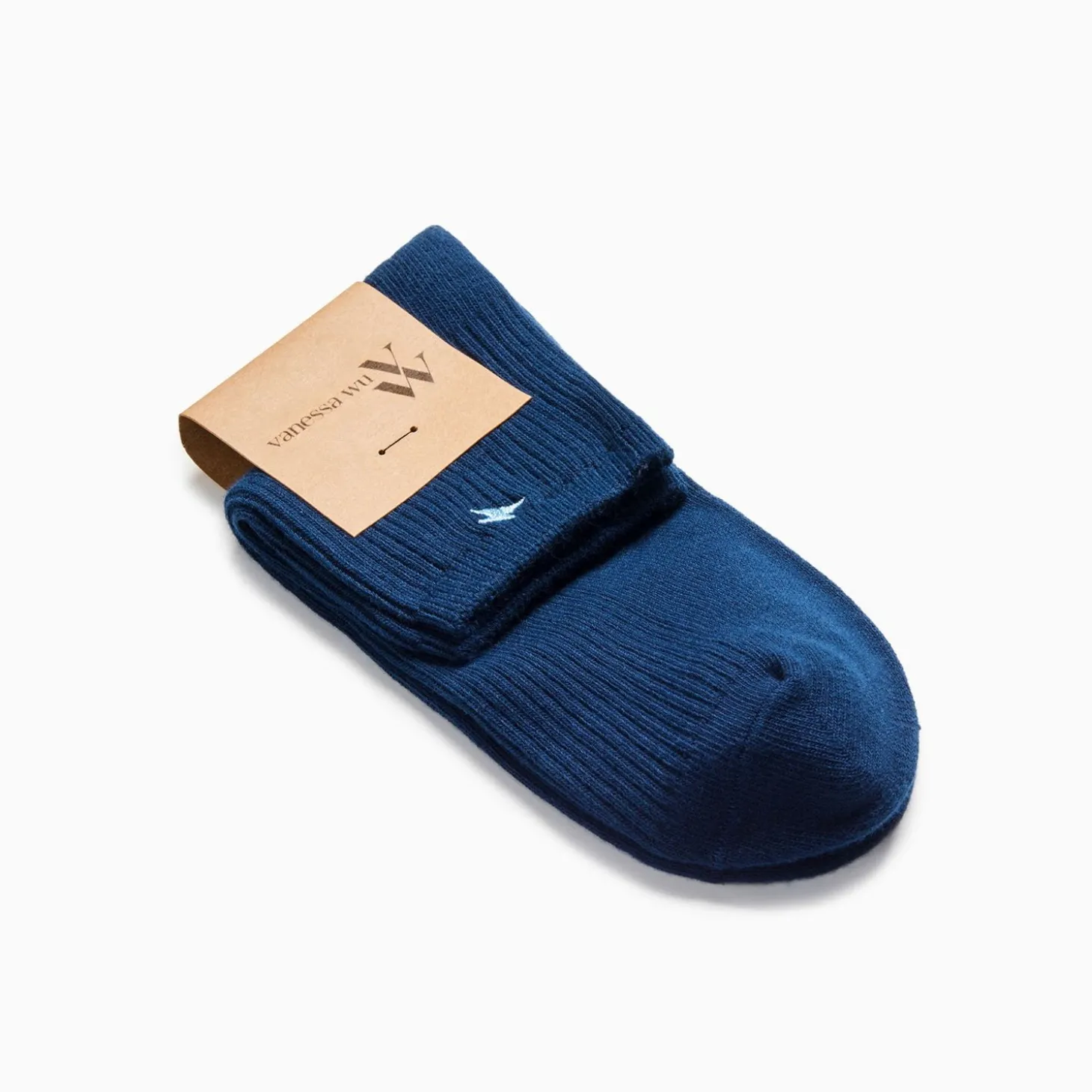 Chaussettes Courtes Amy Bleu Marine Cotelees