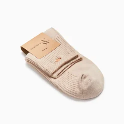 Chaussettes Courtes Amy Beiges Cotelees