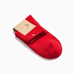 Chaussettes Courtes Amy Rouges Cotelees