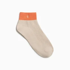 Chaussettes Courtes Lia Beige Et Orange Cotelees