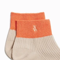 Chaussettes Courtes Lia Beige Et Orange Cotelees