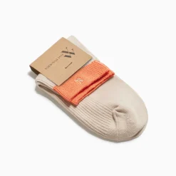 Chaussettes Courtes Lia Beige Et Orange Cotelees