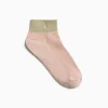 Chaussettes Courtes Lia Rose Et Kaki Cotelees
