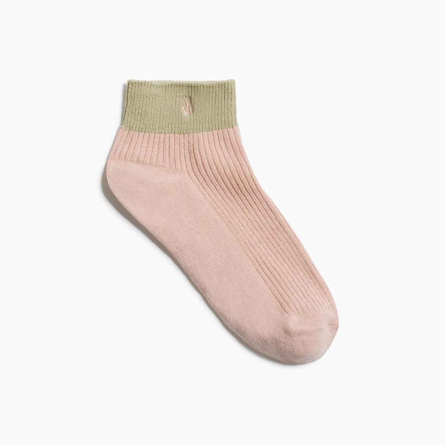 Chaussettes Courtes Lia Rose Et Kaki Cotelees