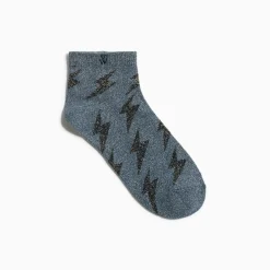 Chaussettes Courtes Rachel Grises A Eclairs Noirs