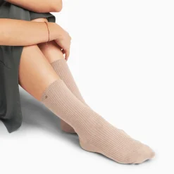 Chaussettes Ella Taupe Cotelees