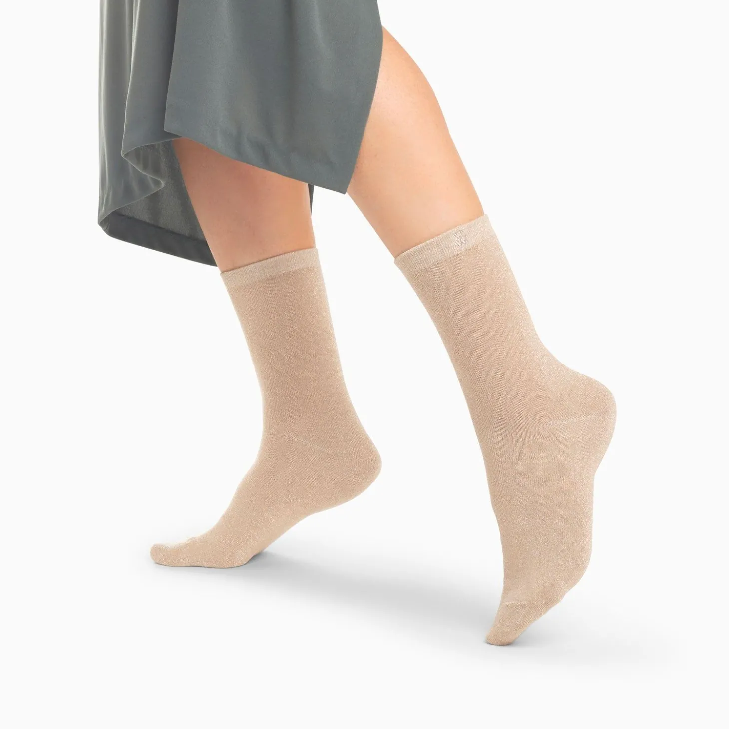 Chaussettes Quinn Beige Et Or Paillete