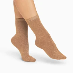 Chaussettes Quinn Camel Et Or Paillete