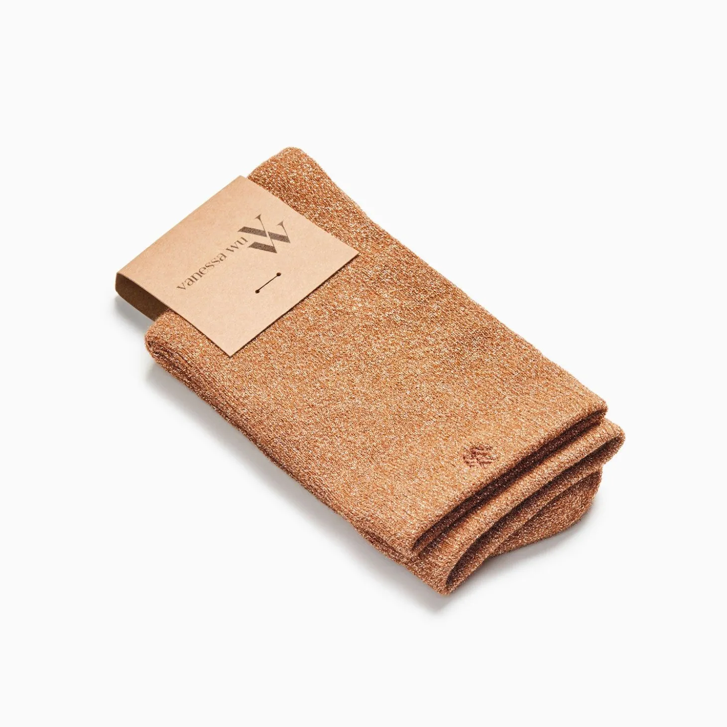 Chaussettes Quinn Camel Et Or Paillete