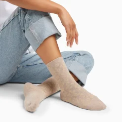 Chaussettes Tara Beige Et Leopard Or