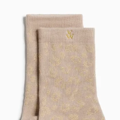 Chaussettes Tara Beige Et Leopard Or