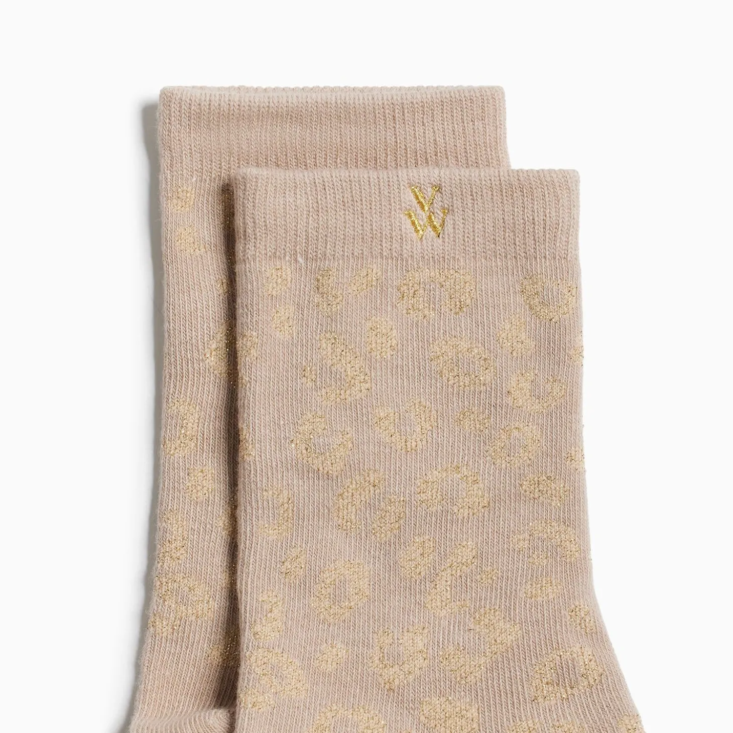 Chaussettes Tara Beige Et Leopard Or
