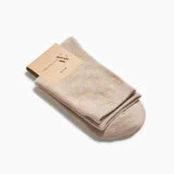 Chaussettes Tara Beige Et Leopard Or