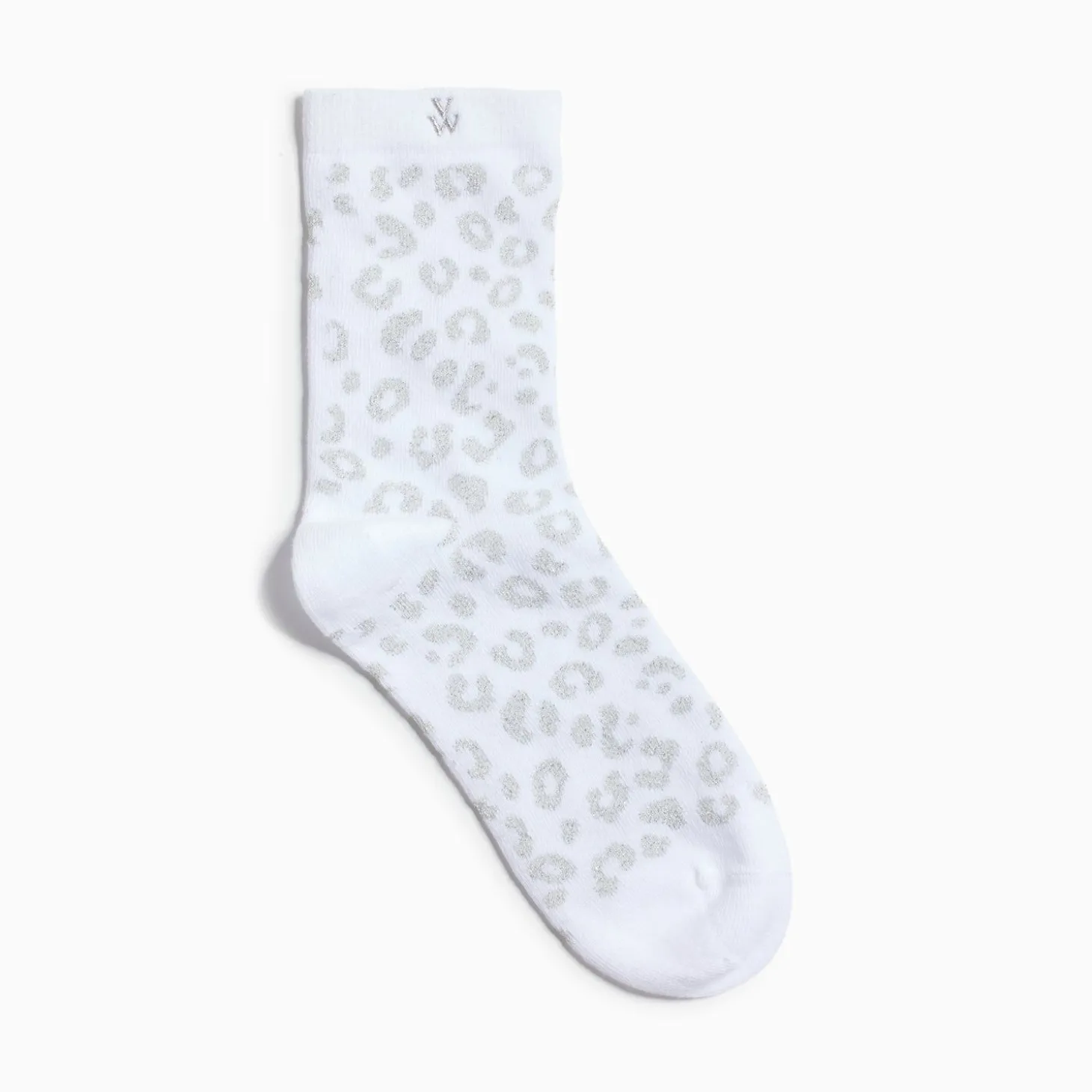 Chaussettes Tara Blanc Et Leopard Argent