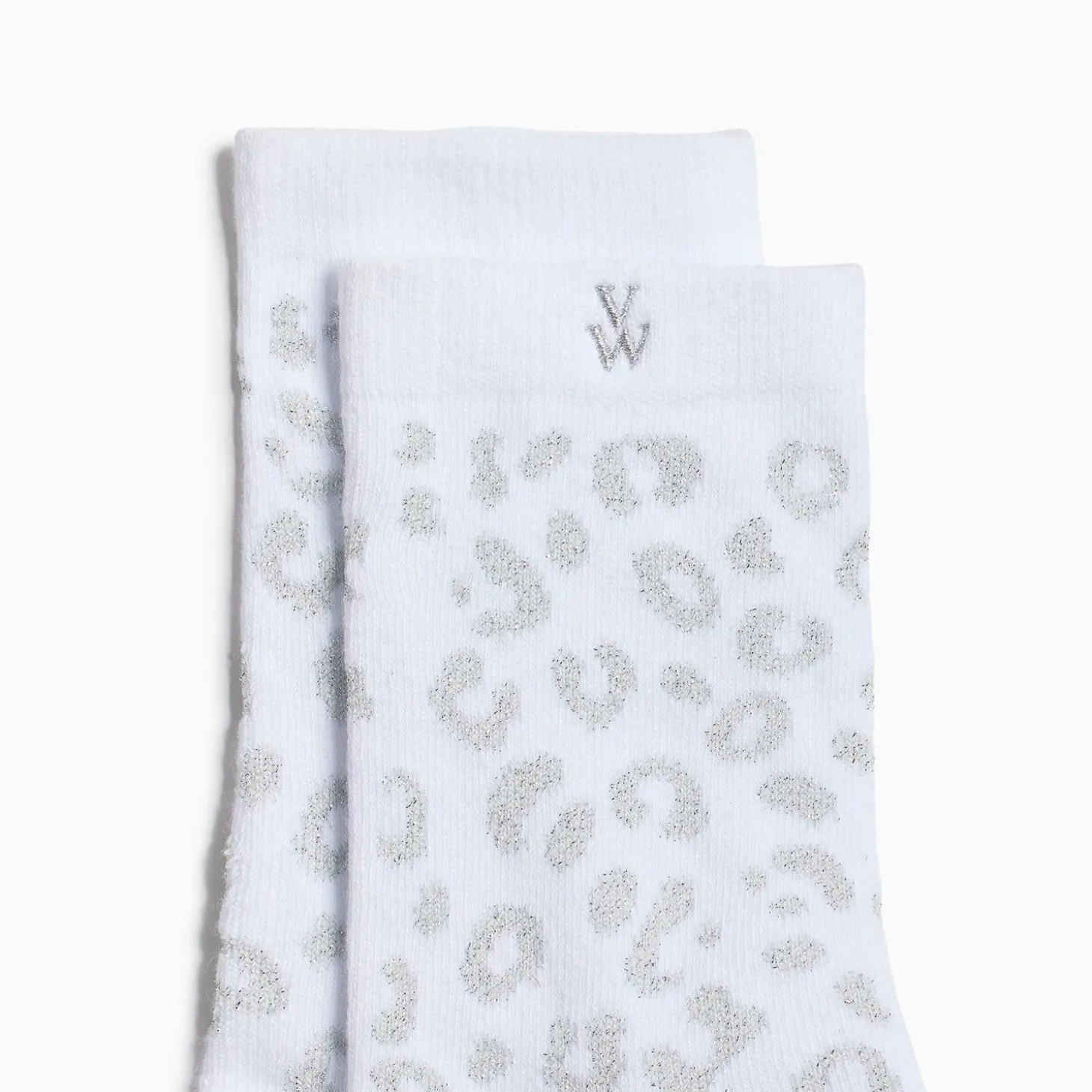 Chaussettes Tara Blanc Et Leopard Argent