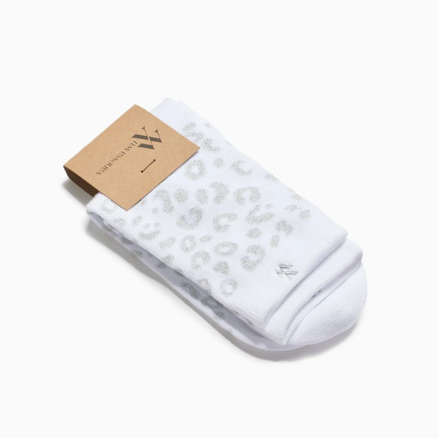 Chaussettes Tara Blanc Et Leopard Argent