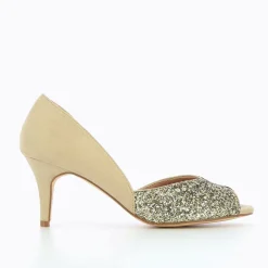Escarpins Peep-Toe Diane Beige Et Champagne