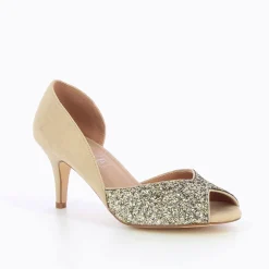 Escarpins Peep-Toe Diane Beige Et Champagne