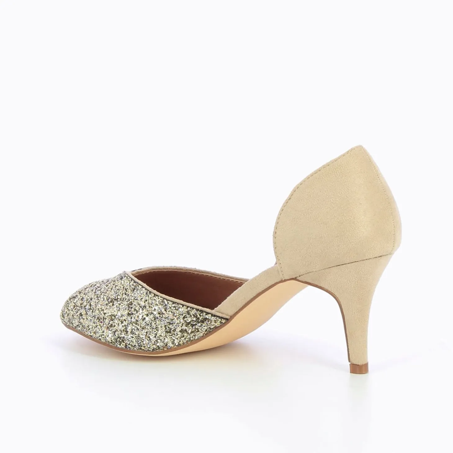 Escarpins Peep-Toe Diane Beige Et Champagne