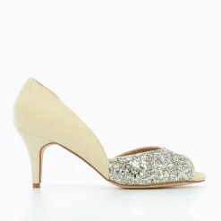 Escarpins Peep-Toe Diane Creme Et Argent