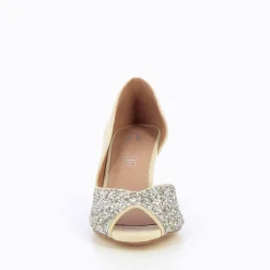 Escarpins Peep-Toe Diane Creme Et Argent