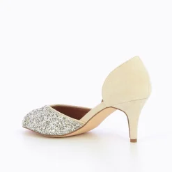 Escarpins Peep-Toe Diane Creme Et Argent