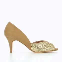 Escarpins Peep-Toe Diane Camel Et Or