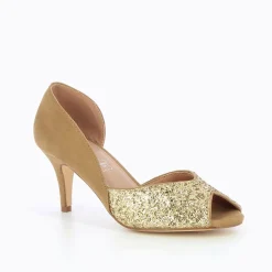 Escarpins Peep-Toe Diane Camel Et Or