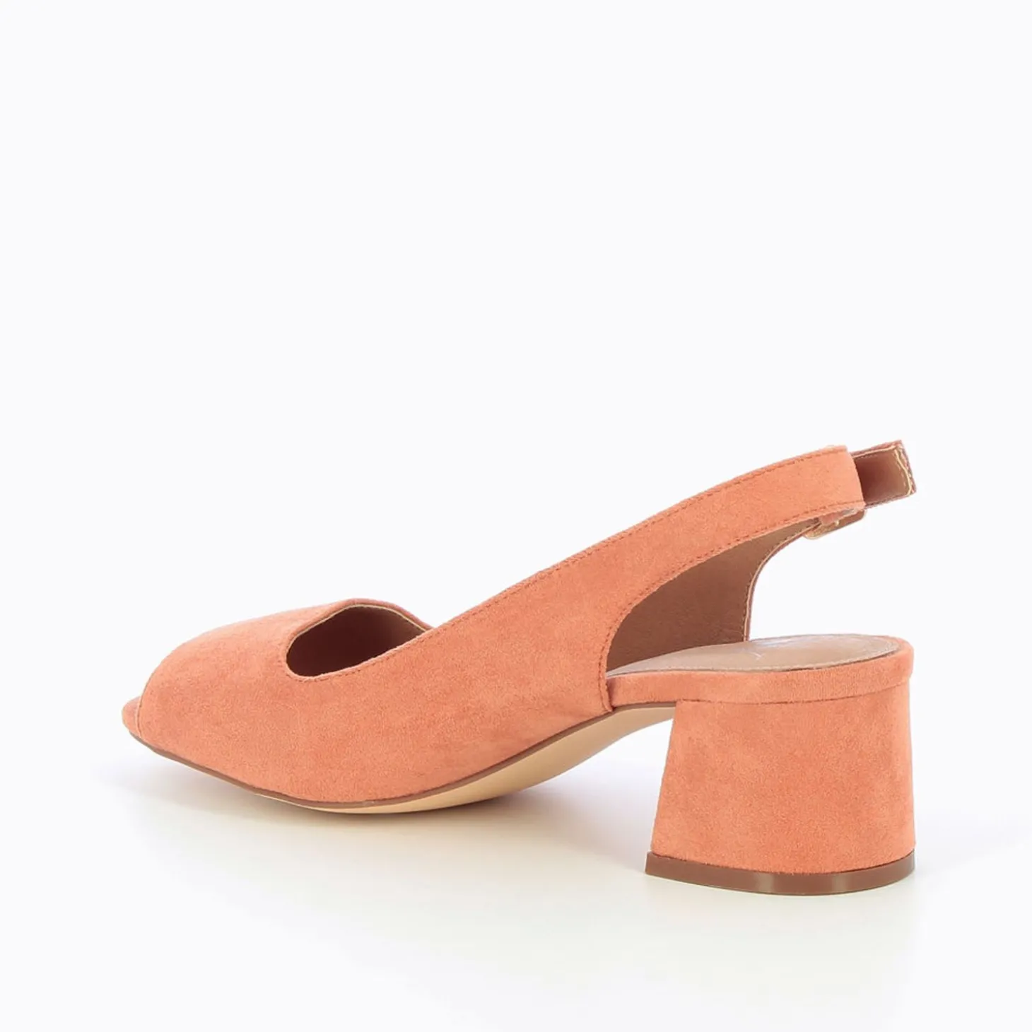 Escarpins Peep-Toe Maureen En Suedine Saumon