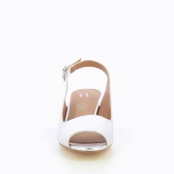 Escarpins Peep-Toe Maureen Effet Craquele Argent