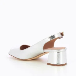 Escarpins Peep-Toe Maureen Effet Craquele Argent