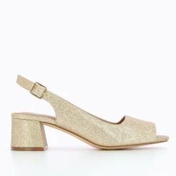 Escarpins Peep-Toe Maureen A Paillettes Or