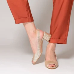 Escarpins Peep-Toe Maureen A Paillettes Or