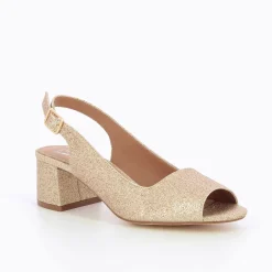 Escarpins Peep-Toe Maureen A Paillettes Or