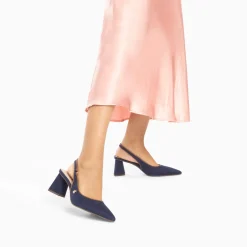 Escarpins Slingback Lara Marine A Bout Pointu