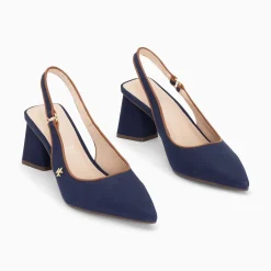 Escarpins Slingback Lara Marine A Bout Pointu