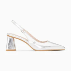 Escarpins Slingback Lara Argent A Bout Pointu